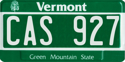 VT license plate CAS927