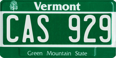 VT license plate CAS929