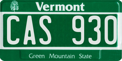 VT license plate CAS930