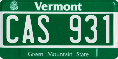 VT license plate CAS931