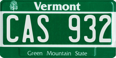 VT license plate CAS932