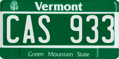 VT license plate CAS933