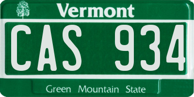 VT license plate CAS934