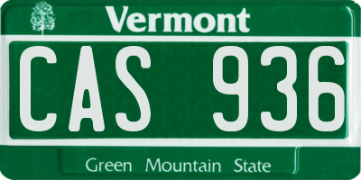 VT license plate CAS936