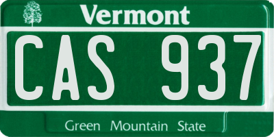 VT license plate CAS937