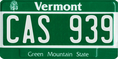 VT license plate CAS939