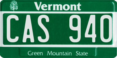 VT license plate CAS940