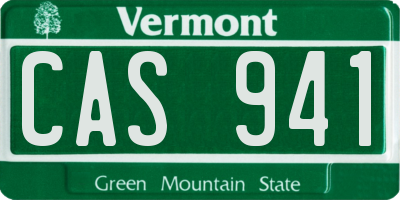 VT license plate CAS941