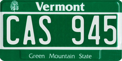 VT license plate CAS945