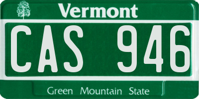 VT license plate CAS946