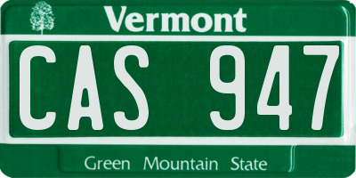 VT license plate CAS947