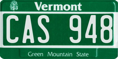 VT license plate CAS948