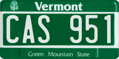 VT license plate CAS951