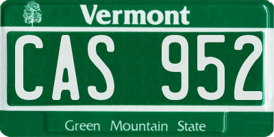 VT license plate CAS952