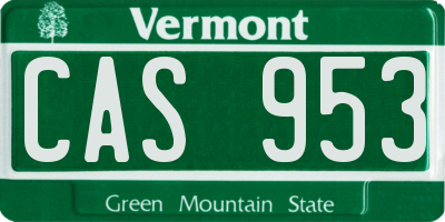 VT license plate CAS953