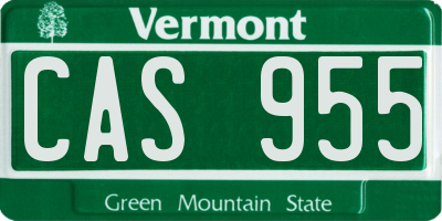 VT license plate CAS955