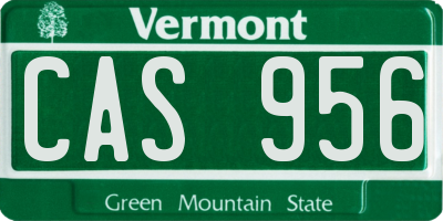 VT license plate CAS956