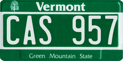 VT license plate CAS957