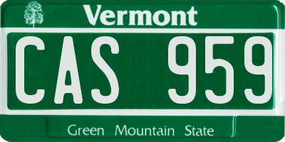 VT license plate CAS959