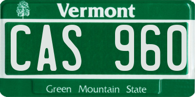 VT license plate CAS960