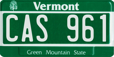 VT license plate CAS961