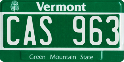 VT license plate CAS963