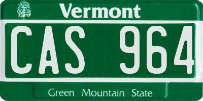 VT license plate CAS964