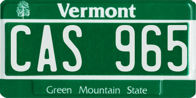 VT license plate CAS965