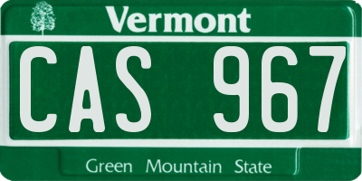 VT license plate CAS967
