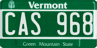 VT license plate CAS968