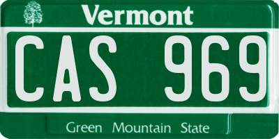 VT license plate CAS969