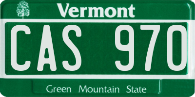 VT license plate CAS970