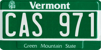 VT license plate CAS971