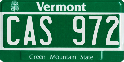 VT license plate CAS972