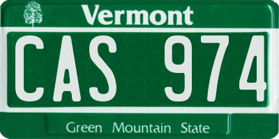 VT license plate CAS974