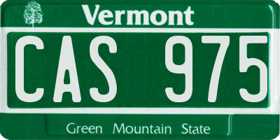 VT license plate CAS975