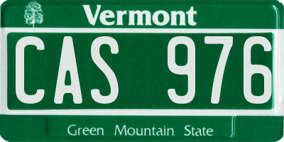 VT license plate CAS976
