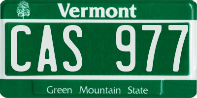 VT license plate CAS977