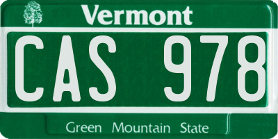 VT license plate CAS978