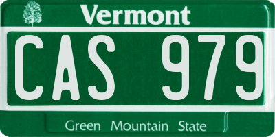 VT license plate CAS979