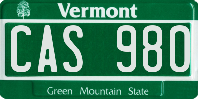 VT license plate CAS980