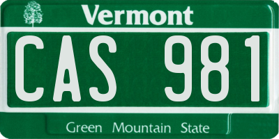 VT license plate CAS981