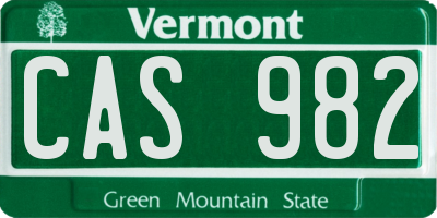 VT license plate CAS982