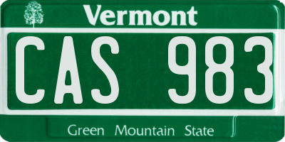 VT license plate CAS983