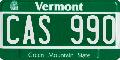 VT license plate CAS990