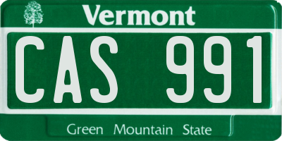 VT license plate CAS991