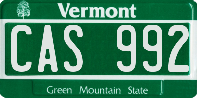 VT license plate CAS992