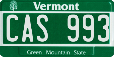 VT license plate CAS993