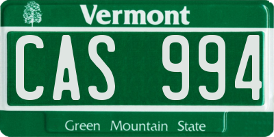 VT license plate CAS994