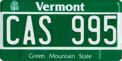 VT license plate CAS995